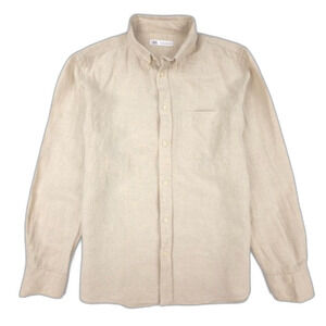 ZARA Premium Linen Long Sleeve Button Down Shirt Resort Old Money Quiet Luxury
